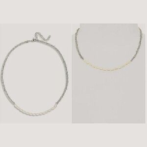NWT‎ Nordstrom  Pearl Chain Necklace Gold Tone Delicate Dainty Layering Choker